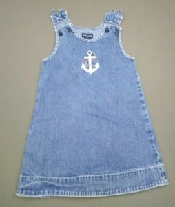 5 Size Toddler Small Girls Jean Shirt Blue Button Anchor Design Ralph Lauren - Picture 1 of 6