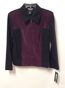 Briggs Petite Womens Jacket Size 10P Black Plum Zip Front Easy Care New 14 - Picture 1 of 6