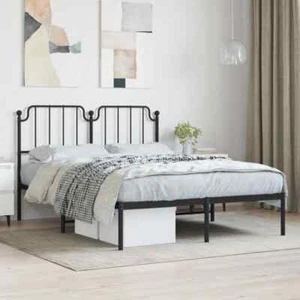 Metal Bed Frame Industrial Black Steel Mattress Base Double Size 135x190cm - Picture 1 of 9