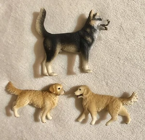 Schleich Lot Of 3 Retired Dogs Golden Retriever 2013 Husky 2007 - Picture 1 of 7