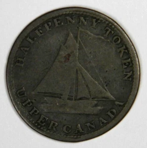 1820 HALF PENNY TOKEN UPPER CANADA COMMERCIAL CHANGE COPPER RARE Inv#1027 - Picture 1 of 2