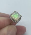 9ct gold diamond opal cluster ring 375 ladies evening bridal wear opalite size O