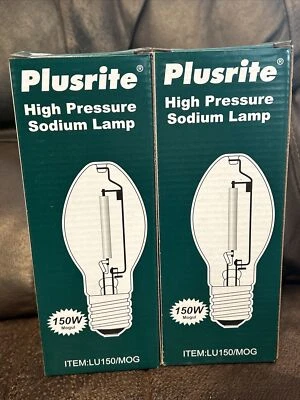 PLUSRITE LU150 150W Mogul Base HID High Pressure Sodium Lamps Bulbs LU150/MOG x2 - Image 1 of 4