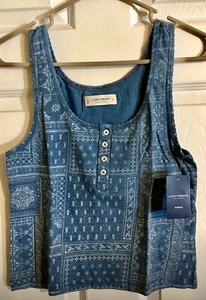 Lucky Brand Damen Jungen Tanktop kurz geschnitten Größe Small blau/indigo gestreift neu mit Etikett - Bild 1 von 14