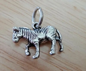 20% off for FLAW Sterling Silver 3D 12x15mm Striped Zebra Zoo Animal Charm - Picture 1 of 3