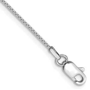 0.9mm 14K White Gold Box Chain Necklace 14" - 30" Lobster Clasp - Picture 1 of 4