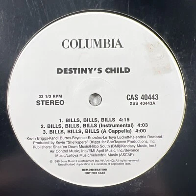 Destinys Child “Bills, Bills, Bills” LP/12” Single CAS 40443 (EX) White Lb Promo Foto 1 de 4