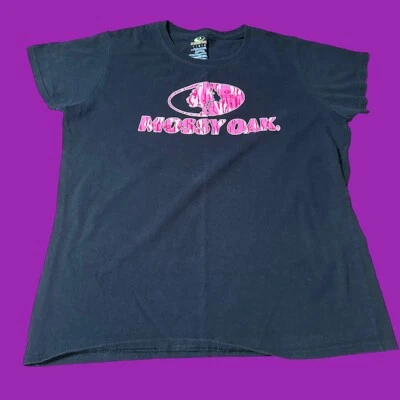 Женская футболка с коротким рукавом Mossy Oak черный розовый камуфляж для улицы размер большой хлопок - Изображение 1 из 4