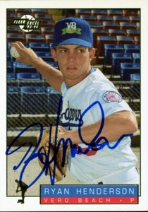 1994 Vero Beach Dodgers RYAN HENDERSON Signed Card autograph RC BREWERS METS