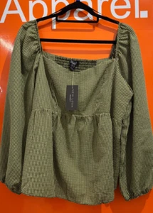 New Look Maternity, Checked Square Neck Top, Yellow/Black, Size UK 14, New, sf - Picture 1 of 2