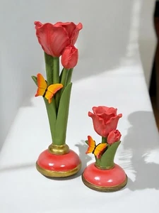 Kerzenständer Kerzenhalter Tulpe Schmetterling 14cm o. 28cm Light Living Koralle - Bild 1 von 15