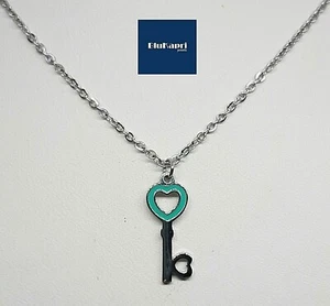 Collana  con ciondolo Chiave  smaltata.  collana bimba. portafortuna steel - Foto 1 di 7