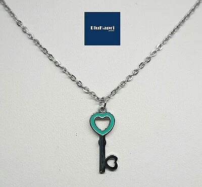 Collana  con ciondolo Chiave  smaltata.  collana bimba. portafortuna steel - Immagine 1 di 4