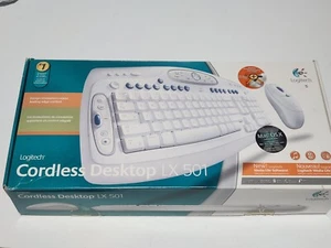 Logitech LX 501 White Wireless Keyboard and Mouse Combo New Open Box Vintage - Picture 1 of 8