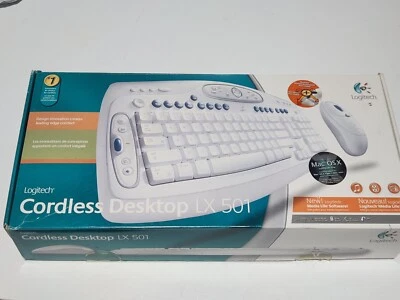 Logitech LX 501 White Wireless Keyboard and Mouse Combo New Open Box Vintage - Image 1 of 4