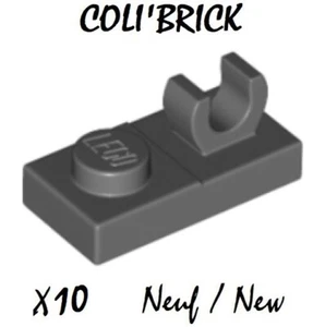Lego 44861 - 10x Platte / Plate modified 1x2 with clip - Dark Bluish Gray - NEU - Bild 1 von 1