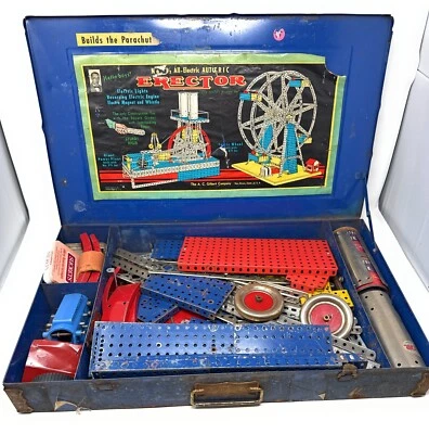 Vintage 1938 Erector Set - No. 9 1/2 All-Electric Automotive Set Blue Box *Read* - Image 1 of 4