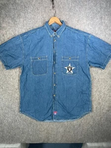 Vintage Raiders Shirt Mens XL 16/16.5 Blue Denim Oversized Oakland NFL - Picture 1 of 12