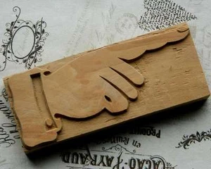 giant POINTING HAND 6.30" letterpress wooden printing block wood printer type - Picture 1 of 2