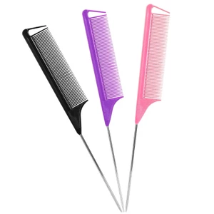Rat Tail Combs Set: 3Pcs Long Steel Pin Teasing Combs for Salon Hair Stylists, M - Picture 1 of 7