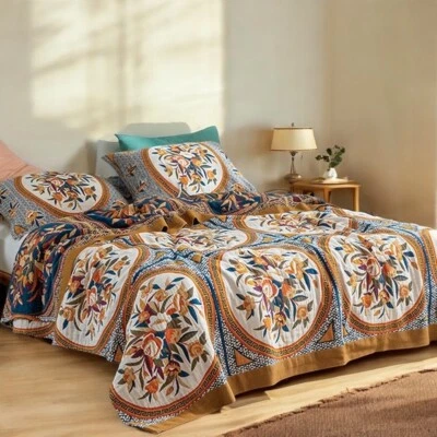NUEVO Anthro XL Floral Boho Floral Ropa de Cama Manta Colcha Edredón - 80" x 90" Foto 1 de 4