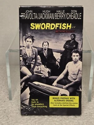 Swordfish (VHS, 2001, Warner Bros) Hugh Jackman John Travolta Halle Berry Tested - Image 1 of 4