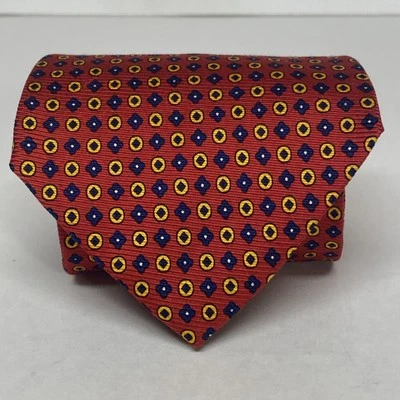 Corbata LAUREN Ralph Lauren roja azul dorada geométrica LRL Repp seda diseñador para hombre. A54 Foto 1 de 4