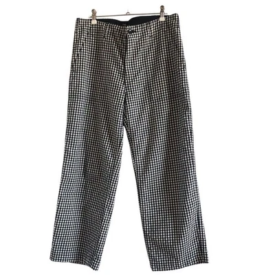 Calça xadrez COMME des GARCONS Gingham preta e branca algodão lã casual usada - Imagem 1 de 4