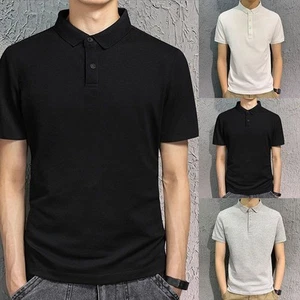 Herren T-Shirts mit Stehkragen in Einfarbig für Freizeit Business Umgebungen - Picture 1 of 24