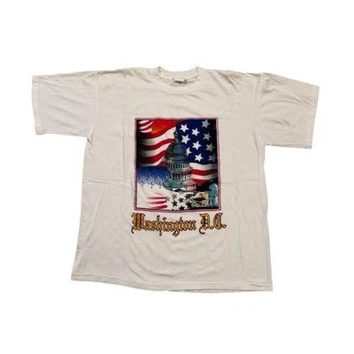 Camisa De Colección Washington DC Hombres XL Casa Blanca Gráfica Camiseta Bandera Americana Años 90 Foto 1 de 4