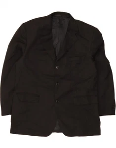 PIERRE CARDIN Mens 3 Button Blazer Jacket IT 50 Large Black Wool XM01 - Picture 1 of 3