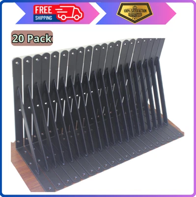 MHMYDZ 20 Pack L12" X H 8" Black Heavy Duty Shelf Brackets with Screws Metal Shelf Brac