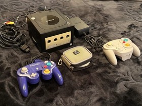 Nintendo GameCube Black Console DOL-001 2 Controllers & Cords Bundle Tested READ