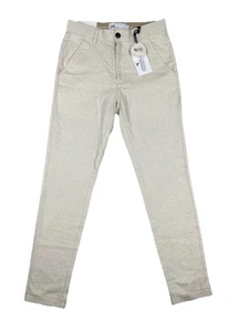 Yd. Pantalones chinos Amire para hombre nuevos con etiquetas talla 28 ajustados beige elástico mezcla de lino - Imagen 1 de 15
