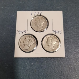 1936, 1945, 1945, drei Merkur Groschen, 90 Pct Silber, versandkostenfrei - Bild 1 von 4