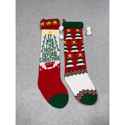 Conjunto vintage de 2 meias de Natal de malha  - Imagem 1 de 4