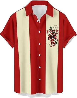 Camisa de Natal listrada de bengala doce para adultos e crianças - Imagem 1 de 4