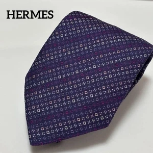Beautiful HERMES necktie with H logo, 100 silk Japan lmport Rare - Picture 1 of 18