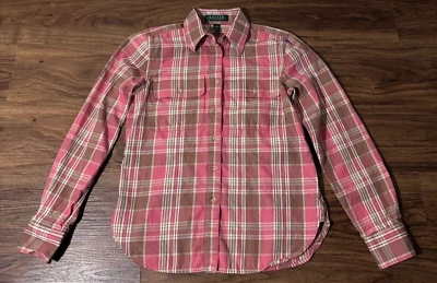 Lauren Ralph Lauren Petite Shirt Womens PP Pink Plaid Button Up Casual - Image 1 of 4