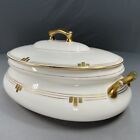 Rare Edwin M. Knowles White & Gold Covered Serving Dish Westover No. 117 China