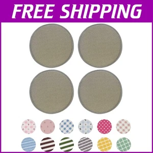 13" Plush Round Seat Cushions with Ties - Grey Dot, Machine Washable Set of 4 - Picture 1 of 11