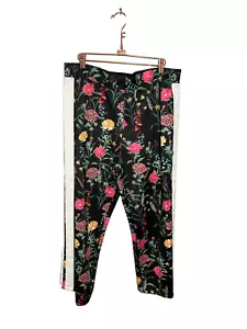 Pantalones deportivos Boston Proper florales cortos cónicos grandes elásticos aberturas al tobillo negros - Imagen 1 de 6
