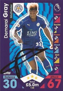DEMARAI GRAY SIGNED LEICESTER 2016/2017 MATCH ATTAX TRADING CARD + COA - Bild 1 von 1