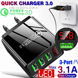 3 Port Fast Quick Charge 3.0 USB Hub LED Wall Charger Power Adapter US Plug - Picture 1 of 13