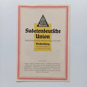1943 Sudetendeutsche Union, Versicherung, Sudetenland, Werbeanzeige, Werbung - Bild 1 von 1