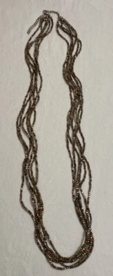 Premier Designs Jewelry Necklace Brown/Silver/Gold Beads 19" EUC - Image 1 of 3