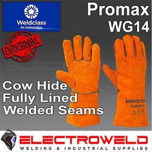 WELDCLASS Promax WG14 Welding Gloves, Long Gauntlet Leather Orange Mig, WC-01805 - Picture 1 of 5