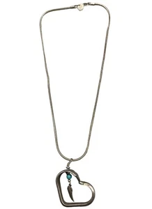 vintage costume jewelry charm pendent necklace 925 silver turquoise color READ - Picture 1 of 7