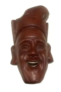 Vintage Chinese Hand Carved Rosewood Portrait Face Mask Wall Hanging Folk Art - Picture 1 of 4