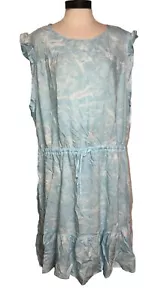 XXXL Time and Tru ärmelloses Damenkleid hellblau weiß marmoriert gerüscht neu mit Etikett - Bild 1 von 4